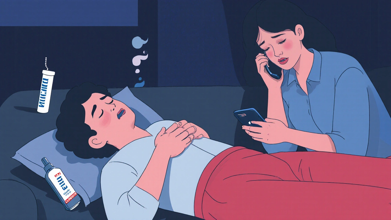 A person checks for responsiveness on an unresponsive individual while another calls 911.