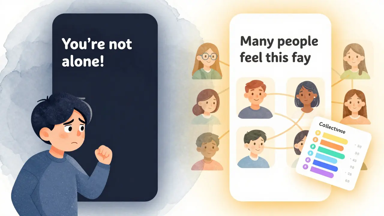 Two versions of a mental health app interface—one rejected, one accepted—showing cultural messaging differences.