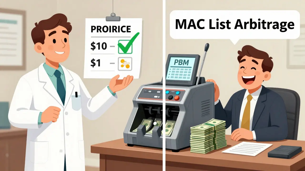 A pharmacist proposes a low-cost drug alternative while a PBM executive profits from a spread-pricing machine.